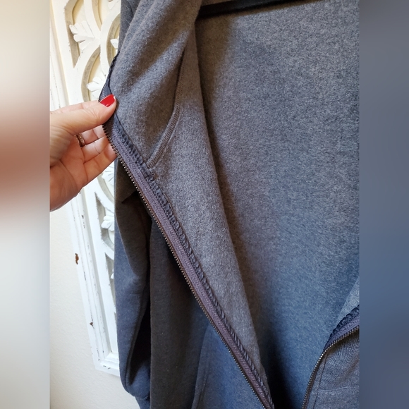 Long Heather Gray Sweatshirt Zipper Front ZAvenue USA 1XL - Picture 6 of 13